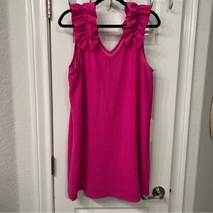Pink Sleeveless Dress with Ruffled Straps